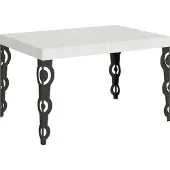 Itamoby Karamay uitschuiftafel 120/380x90 cm, esdoornhout, wit, poten in antracietgrijs