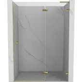 Mexen Lunar L glazen douchedeur rechts 140 , transparant, goud - 834L-140-000-50-00-P