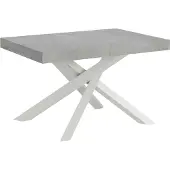 Itamoby Uittrekbare tafel, 130/234 x 90 cm, Volantis, betonlook, witte poten