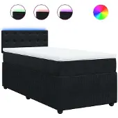 Syfax Boxspring met matras fluweel zwart 90x200 cm