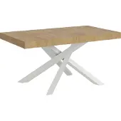 Itamoby Volantis Premium uittrektafel 200/304x90 cm, naturel eikenhout, witte poten