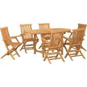 Syfax Tuin eettafelset 7 st Bruin Massief Teakhout