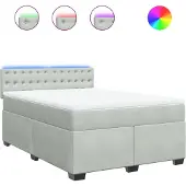 vidaXL Boxspring met matras fluweel lichtgrijs 140x190 cm