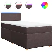 vidaXL Boxspring met matras stof donkerbruin 90x190 cm