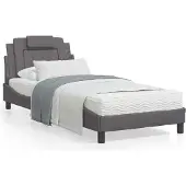Prolenta Maison Exclusive - Bed "Viana" met matras, grijs, 90x190 cm, kunstleer