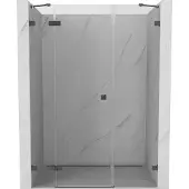 Mexen Lunar douchedeur scharnierend links 145 , transparant, geborsteld kanongrijs - 834S-145-050-66-00-L