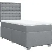vidaXL Boxspring met matras stof lichtgrijs 90x190 cm