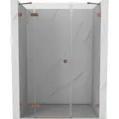 Mexen Lunar douchedeur scharnierend links 125 , transparant, geborsteld koper - 834S-125-050-65-00-L