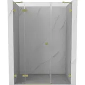 Mexen Lunar douchedeur scharnierend links 145 , transparant, geborsteld goud - 834S-145-050-55-00-L