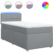 vidaXL Boxspring met matras stof lichtgrijs 100x200 cm