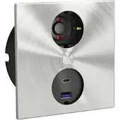 NABER Dubbele stopcontactmodule met dubbele USB-lader / USB-A / USB-C / Inbouwstopcontact
