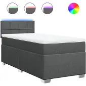 Syfax Boxspring met matras stof donkergrijs 90x200 cm