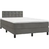 Syfax Boxspring met matras fluweel donkergrijs 120x190 cm