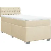 vidaXL Boxspring met matras stof crèmekleurig 100x200 cm