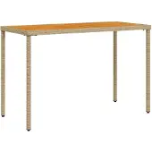 Syfax Tuintafel met acaciahouten blad 115x54x74 cm poly rattan beige