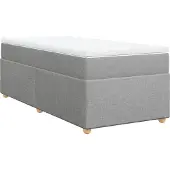 vidaXL Boxspring met matras stof lichtgrijs 90x200 cm