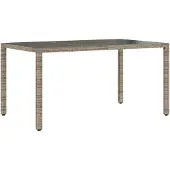Syfax Tuintafel met glazen blad 150x90x75 cm poly rattan grijs