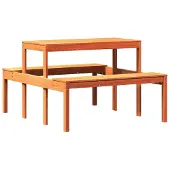 Syfax Picknicktafel 110x134x75 cm massief grenenhout wasbruin