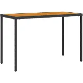 Syfax Tuintafel met acaciahouten blad 115x54x74 cm poly rattan zwart