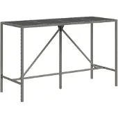 Syfax Bartafel met glazen blad 180x70x110 cm poly rattan grijs