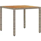 Syfax Tuintafel met acaciahouten blad 90x90x75 cm poly rattan grijs