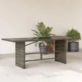 Prolenta Maison Exclusive - Tuintafel met glazen blad, grijs, 190x80x74 cm, polyrotan