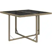 Syfax Tuintafel 109x107x74 cm poly rattan en glas beige