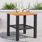 Prolenta Maison Exclusive - Tuintafel, zwart, 40x40x42 cm, polyrotan, acaciahout