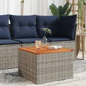Prolenta Maison Exclusive - Tuintafel, grijs, 55x55x37 cm, van polyrotan en acaciahout