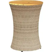 Syfax Tuinbijzettafel trommelvormig poly rattan en massief hout beige