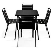 Oviala - Tuinset met tafel en 4 zwart stoelen - Palavas
