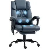 Vinsetto Massage Bureaustoel - Synthetische Bekleding - 66x75x122cm - Blauw