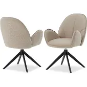 Homestyle4u Eetkamerstoel - set van 2 Beige - met armleuningen - draaibaar