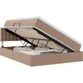 vidaXL Opbergbed met LED met matras Cappuccino 140 x 190 cm Kunstleer