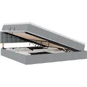 vidaXL LED opbergbed met matras Lichtgrijs 200 x 200 cm Stof