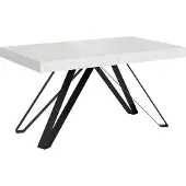 Ityhome - Uittrektafel 160/264x90 cm, Terium, esdoornhout, wit, tafelpoten antraciet