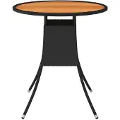 Syfax Tuintafel Ø70 cm poly rattan en massief acaciahout zwart