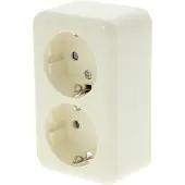 Q-Link Contactdoos Opbouw 2Voudig Kindbev Randaarde - Creme