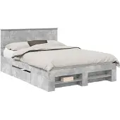 vidaXL Bedframe met hoofdeinde Beton Grijs 150 x 200 cm Bewerkt hout