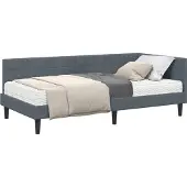 Syfax Hoekbedframe met Matras 2 st Donkergrijs 100 x 200 cm Fluweel