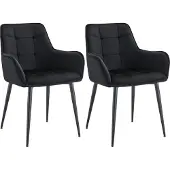 CLP Set van 2 eetkamerstoelen Ferndale, fluweel - zwart