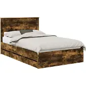 Syfax Bedframe met lade Gerookt eiken 120 x 190 cm Ingenieurshout