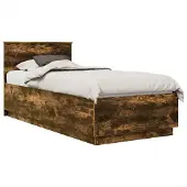 Syfax Bedframe met hoofdeinde Gerookt eiken 70 x 190 cm Bewerkt hout
