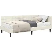Syfax Hoekbedframe met Matras 2 st Crème 90 x 200 cm Fluweel