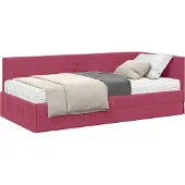 Syfax Hoekbedframe met Matras 2 st Wijnrood 100 x 200 cm Fluweel