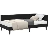 Syfax Hoekbedframe met Matras 2 st Zwart 100 x 200 cm Fluweel