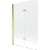 Mexen Felix 2-delige badwand 100 x 140 , transparant, goud - 890-100-002-50-00