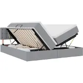vidaXL LED opbergbed met matras Lichtgrijs 180 x 200 cm Stof