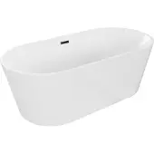 Mexen Luna vrijstaande badkuip 180 x 80 , wit, zwarte overloop - 52031808000-70