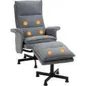 Aosom massagestoel met voetbank, elektrische tv-stoel met linnenlook